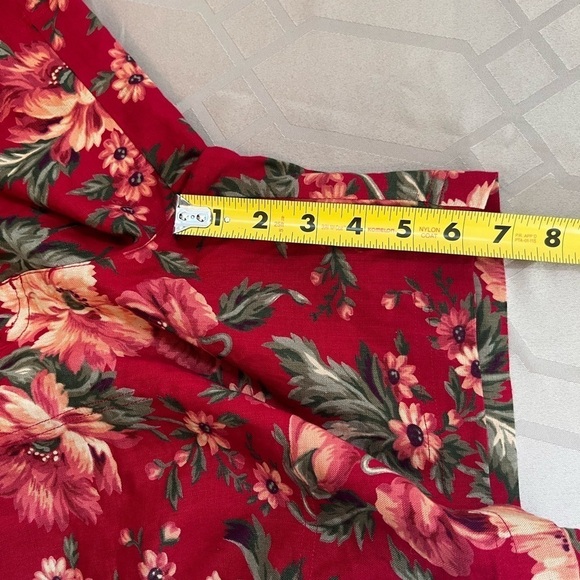 Vintage Lauren Ralph Lauren Red Linen Floral Hawaiian Shorts Size 8 - Picture 8 of 8
